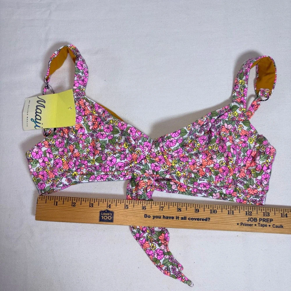 Maaji bikini swimwear Set L Pink Floral New Tie Front High Waist PT7000SET899LG